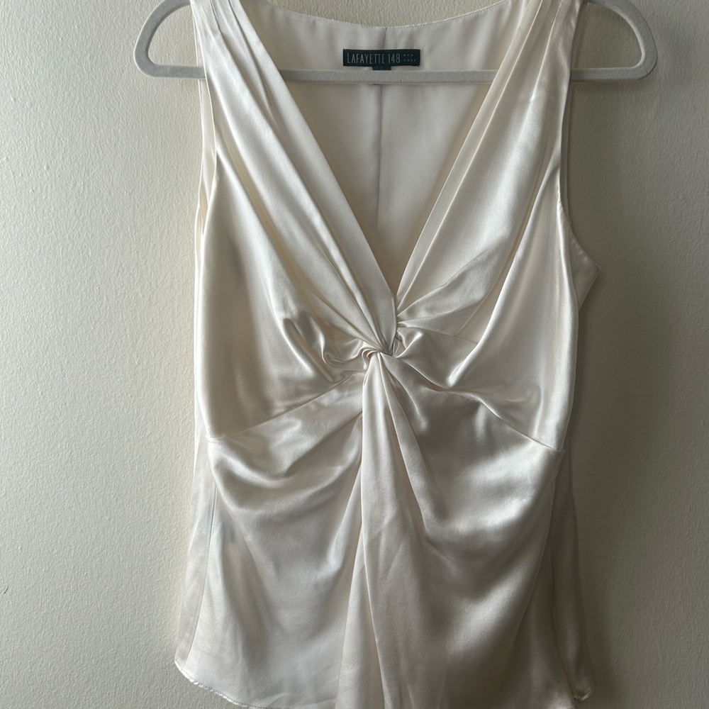 Lafayette 148 New York Women's Ivory Silk Sleeveless Blouse